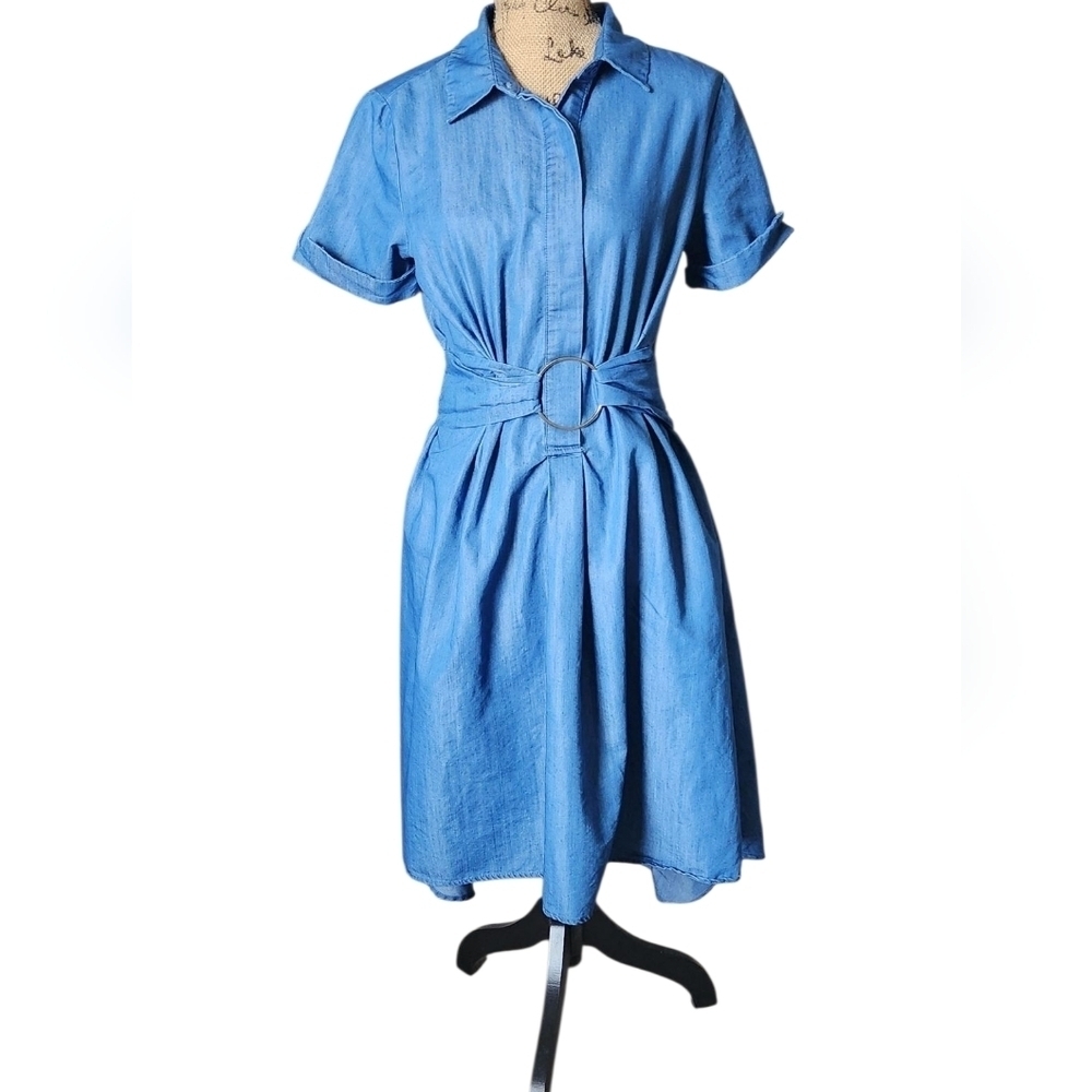 Given Kale Belted Denim Dress